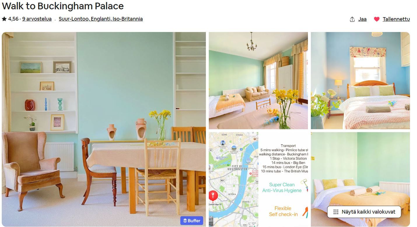Airbnb-kohde Lontoosta + toiveita lomakotien vuokraajille